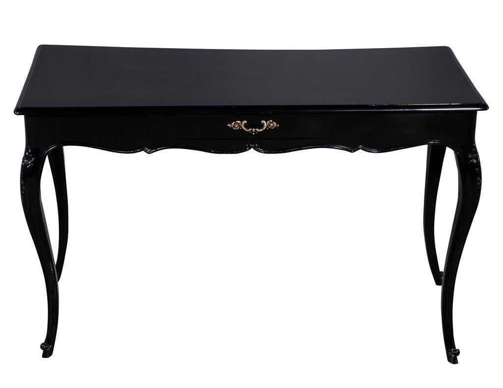 American Vintage Louis XV Style Black Lacquer Desk