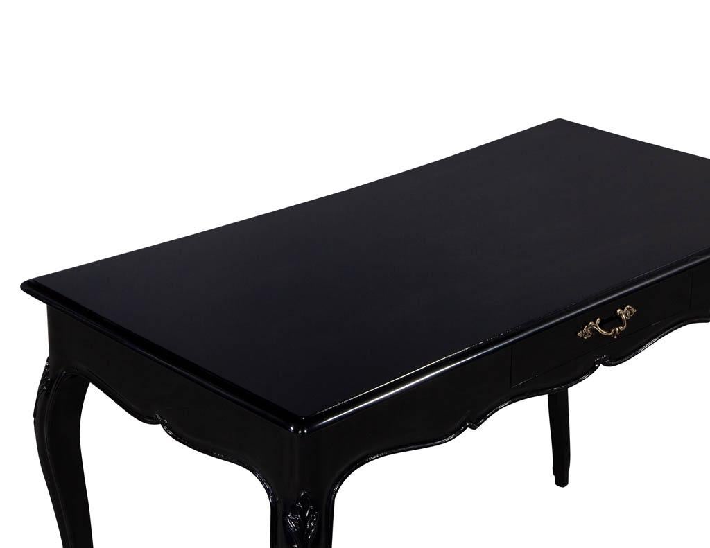 Vintage Louis XV Style Black Lacquer Desk 2