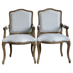 Vintage Louis XV Style Carved Wood Armchairs
