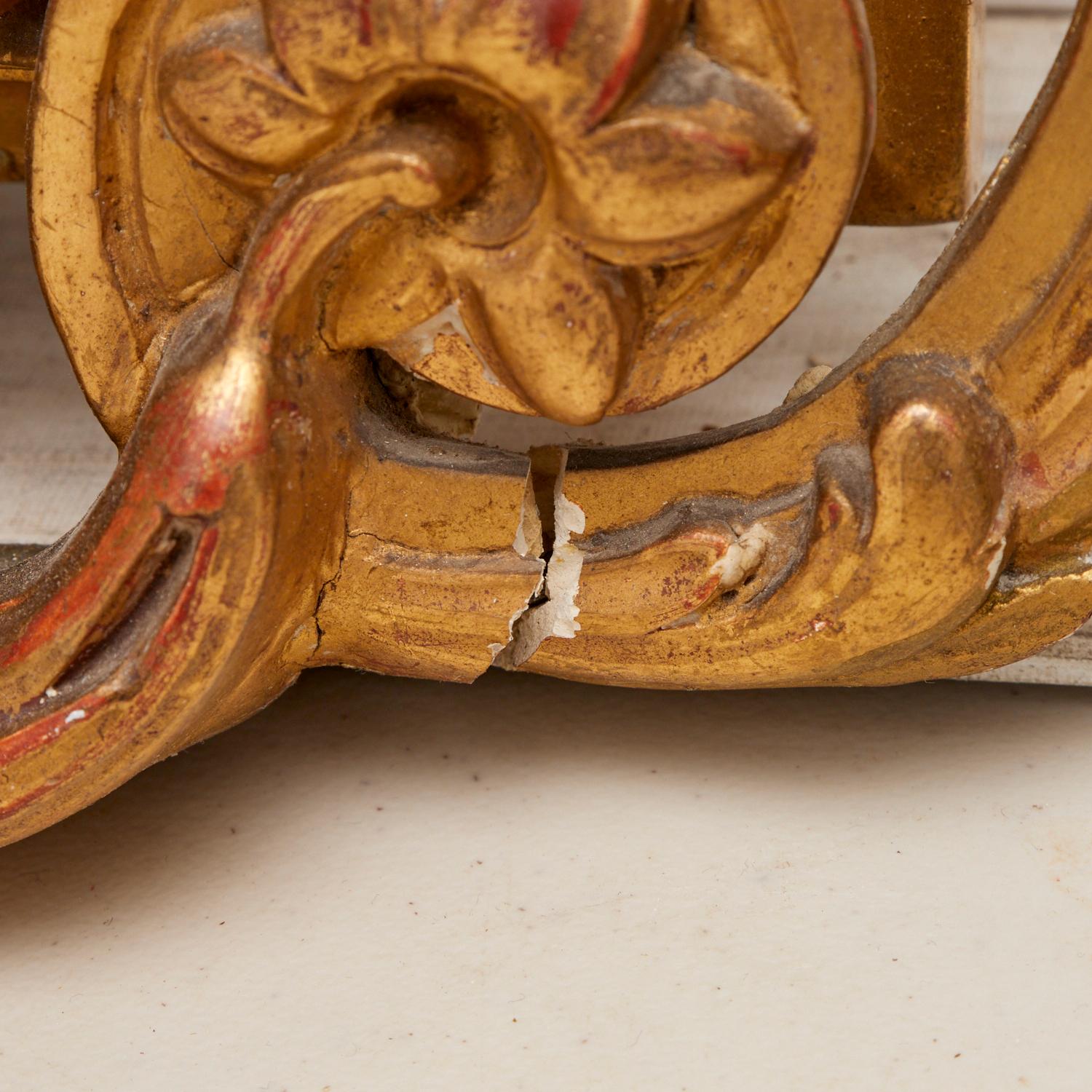 Vintage Louis XV Stil Giltwood Pier Spiegel mit Acanthus Crest, abgeschrägte Glas (Vergoldetes Holz) im Angebot