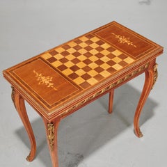 Vintage Louis XV Style Inlaid Convertible Card and Checkerboard Games Table