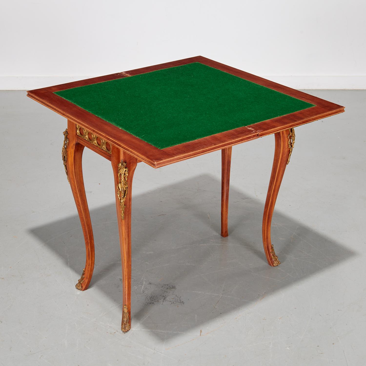 Vintage Louis XV Stil Intarsien Convertible Karte und Schachbrett Spiele Tisch (Metallarbeit) im Angebot