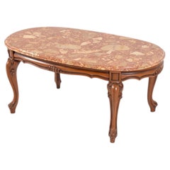 Table basse vintage de style Louis XV avec plateau en marbre, XXe siècle