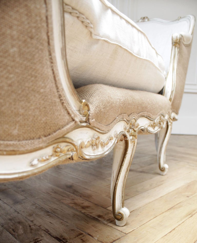 Vintage Louis XV Style Painted and Upholstered Linen ...