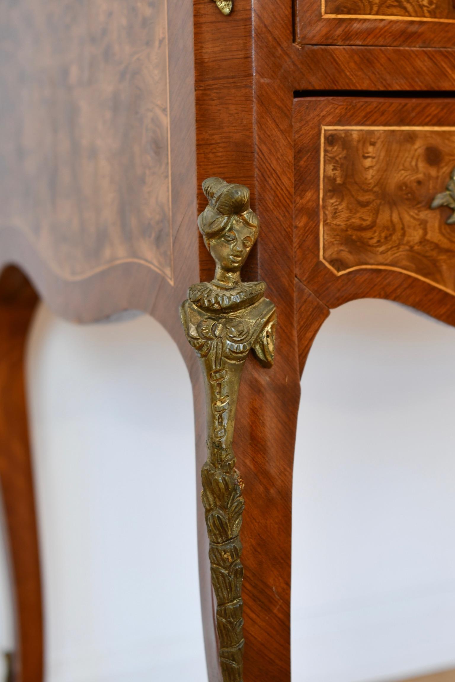 Vintage Louis XV Style Roll Top Ladies Desk 14