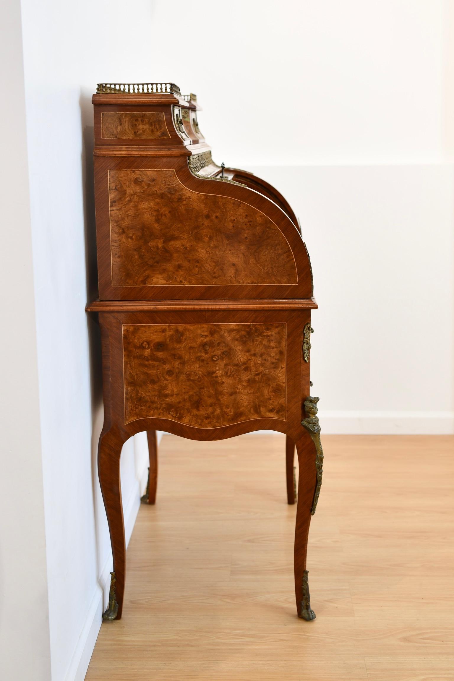 Vintage Louis XV Style Roll Top Ladies Desk 2