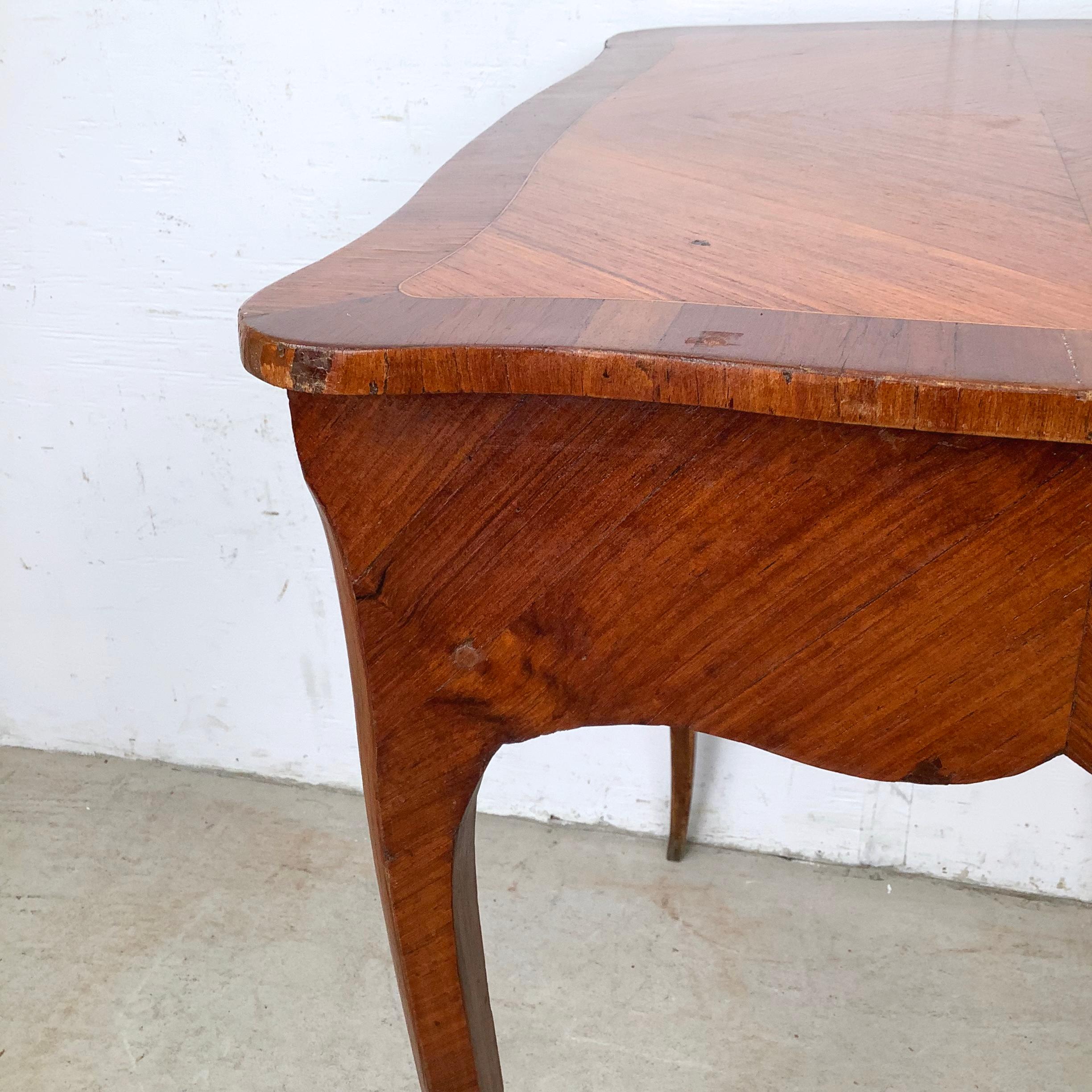 Vintage Louis XV Style Side Table With Diagonal Parquetry Top For Sale 10