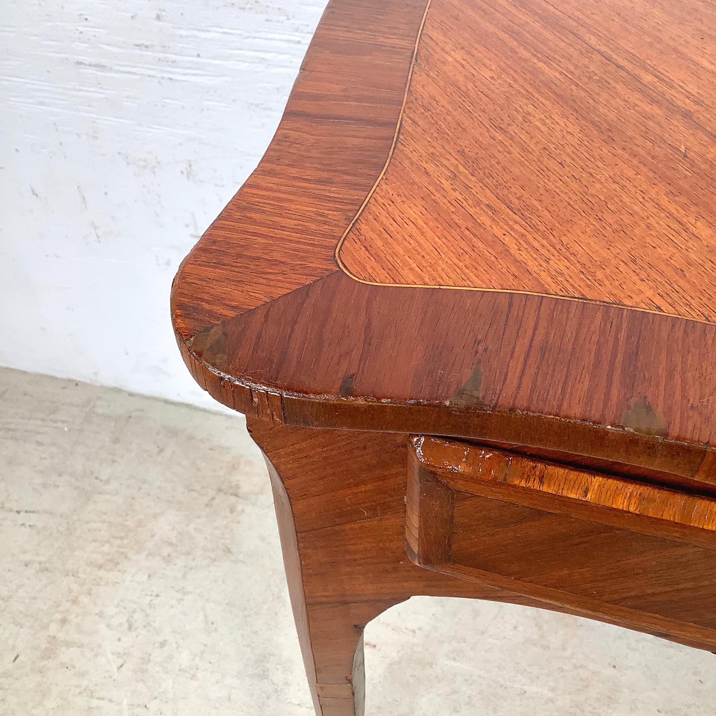 Vintage Louis XV Style Side Table With Diagonal Parquetry Top For Sale 12