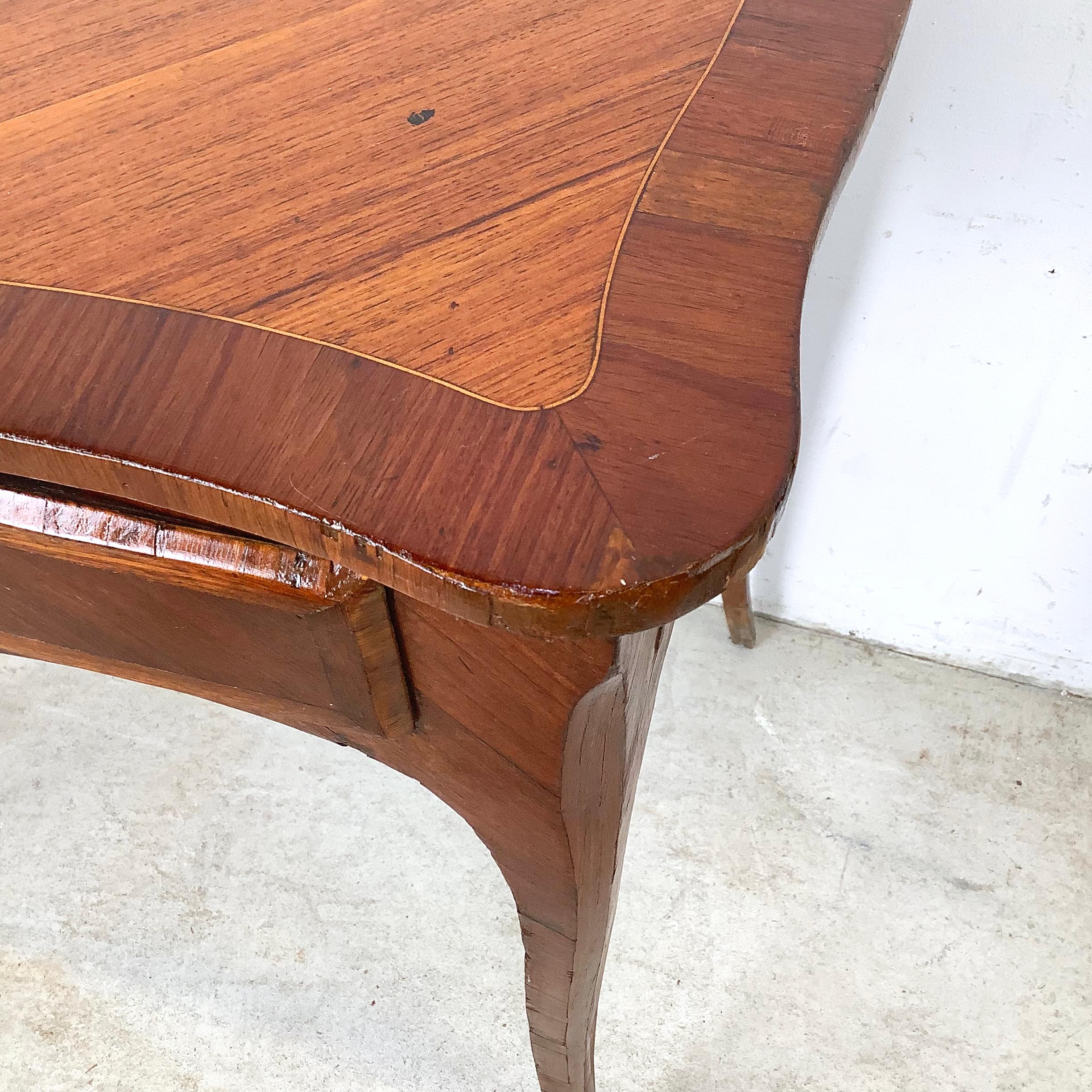 Vintage Louis XV Style Side Table With Diagonal Parquetry Top For Sale 13