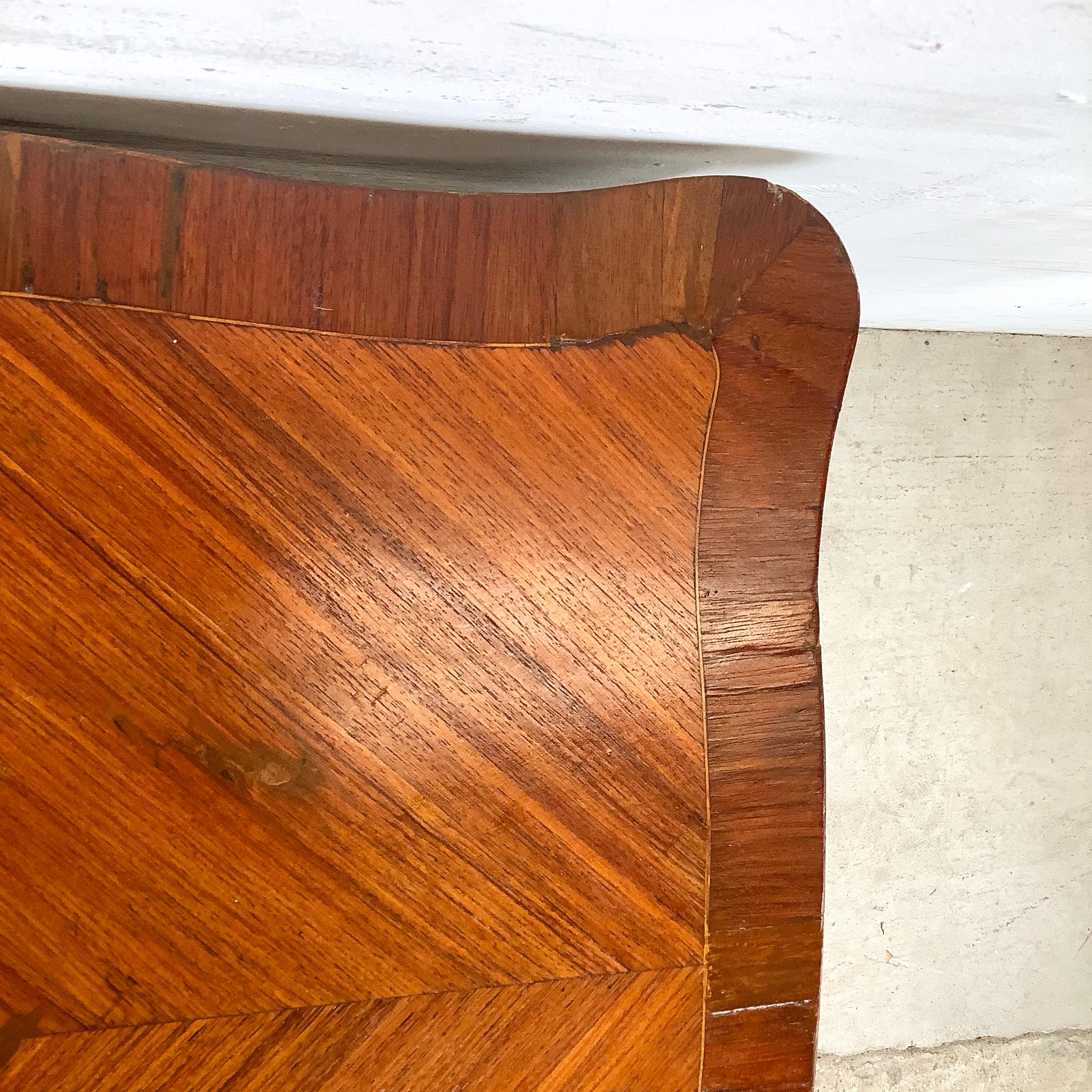 Vintage Louis XV Style Side Table With Diagonal Parquetry Top For Sale 14