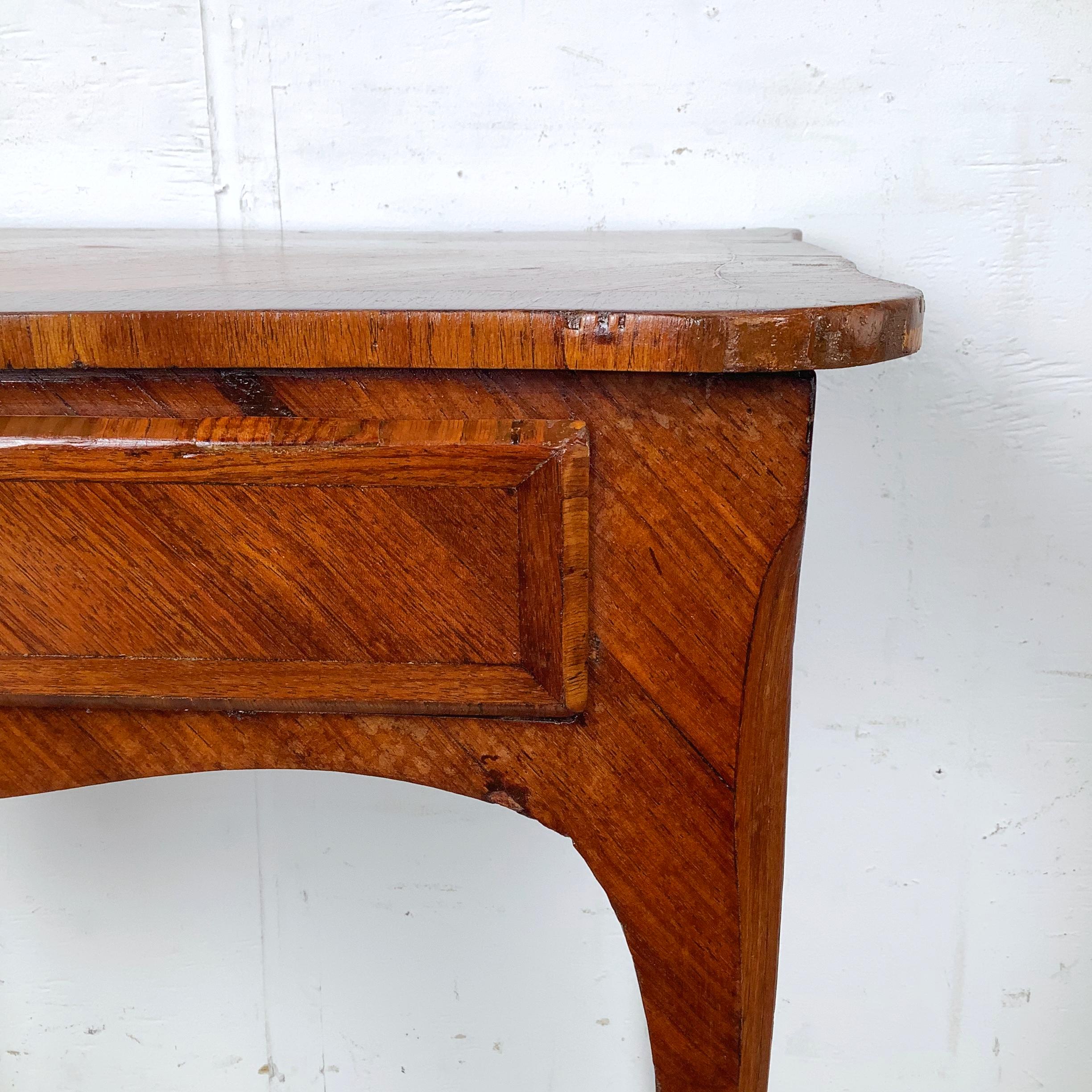Vintage Louis XV Style Side Table With Diagonal Parquetry Top For Sale 2
