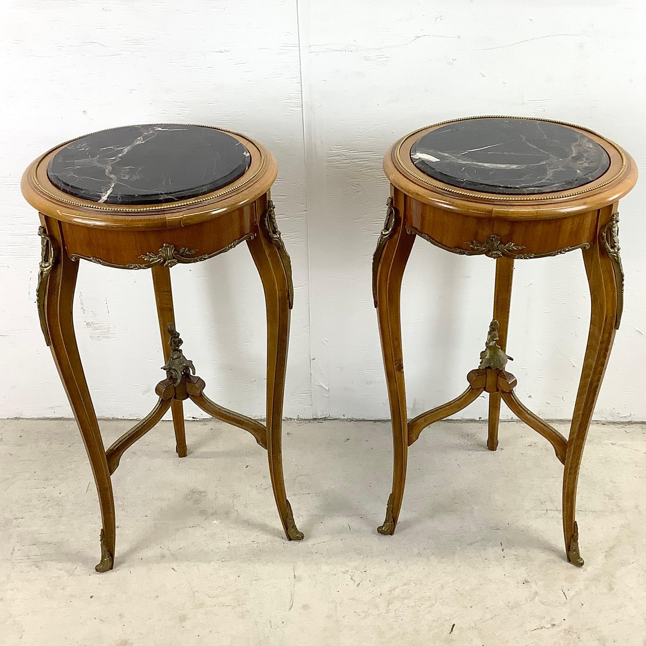 Vintage Louis XV Style Stone Top End Tables -a Pair 7