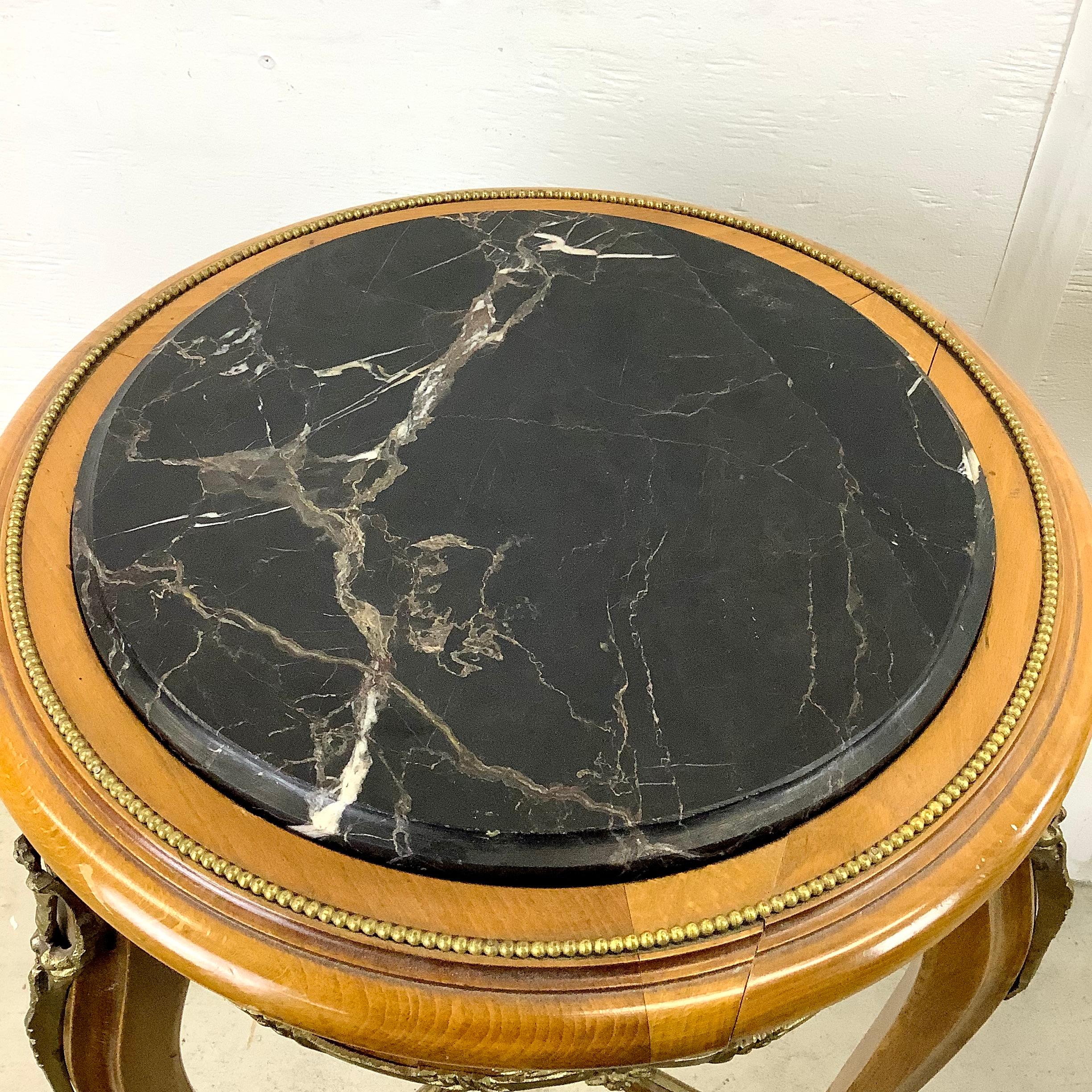 Vintage Louis XV Style Stone Top End Tables -a Pair In Good Condition In Trenton, NJ