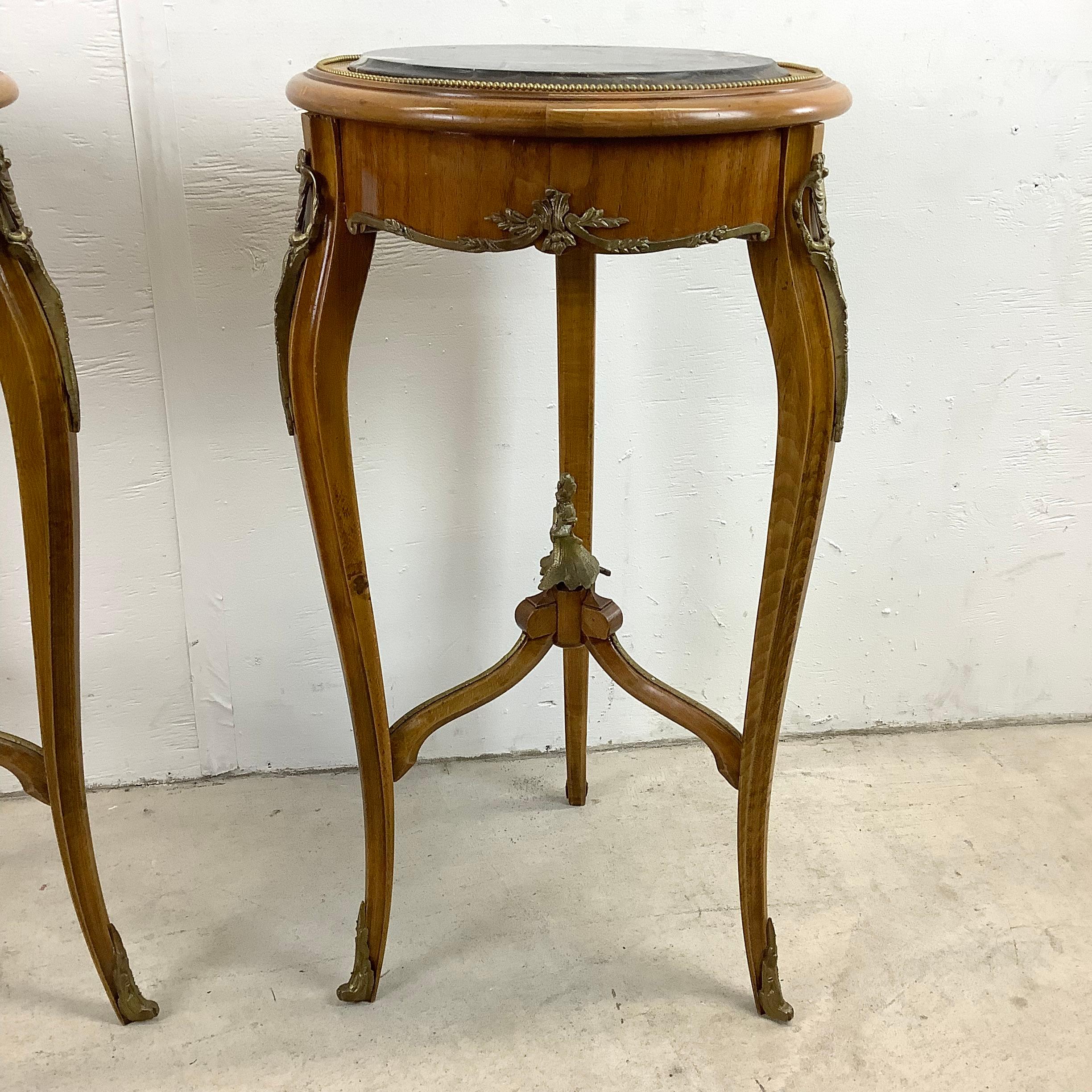 Vintage Louis XV Style Stone Top End Tables -a Pair 1