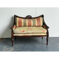 Vintage Louis XVI Carved Canape Settee