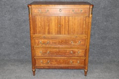 Vintage Louis XVI Directoire Style Brass Mounted High Chest By Kindel