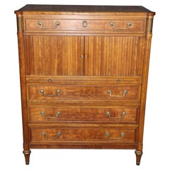 Vintage Louis XVI Directoire Style Brass Mounted High Chest By Kindel