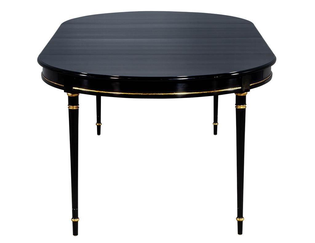 Vintage Louis XVI Ebonized Black Lacquer Dining Table 5