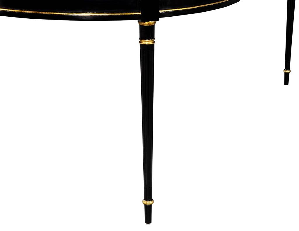 Vintage Louis XVI Ebonized Black Lacquer Dining Table 7