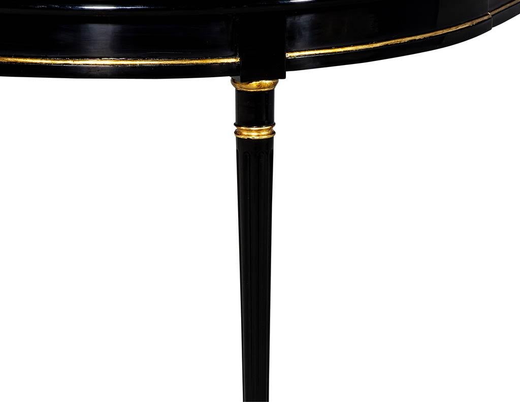 Vintage Louis XVI Ebonized Black Lacquer Dining Table 8