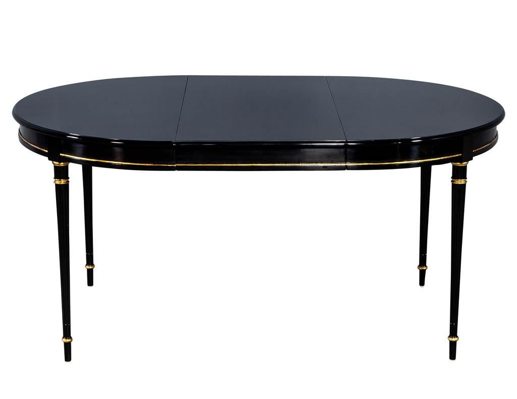 American Vintage Louis XVI Ebonized Black Lacquer Dining Table