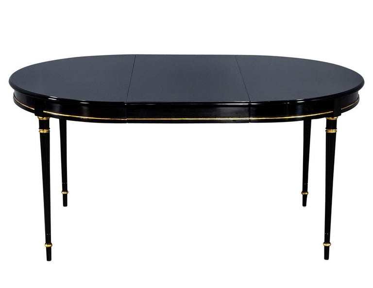 Vintage Louis Xvi Ebonized Black Lacquer Dining Table For Sale At