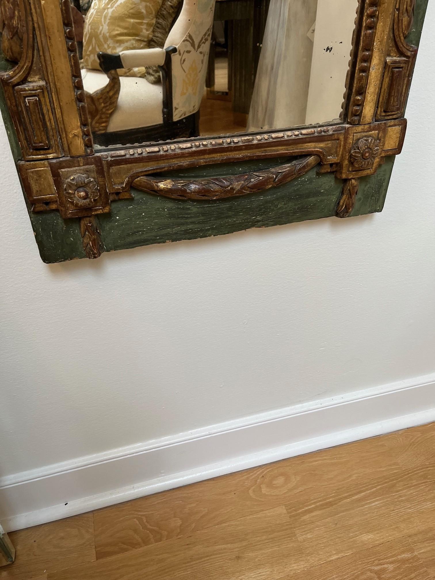 American Vintage Louis XVI Painted and Parcel Gilt Mirror For Sale