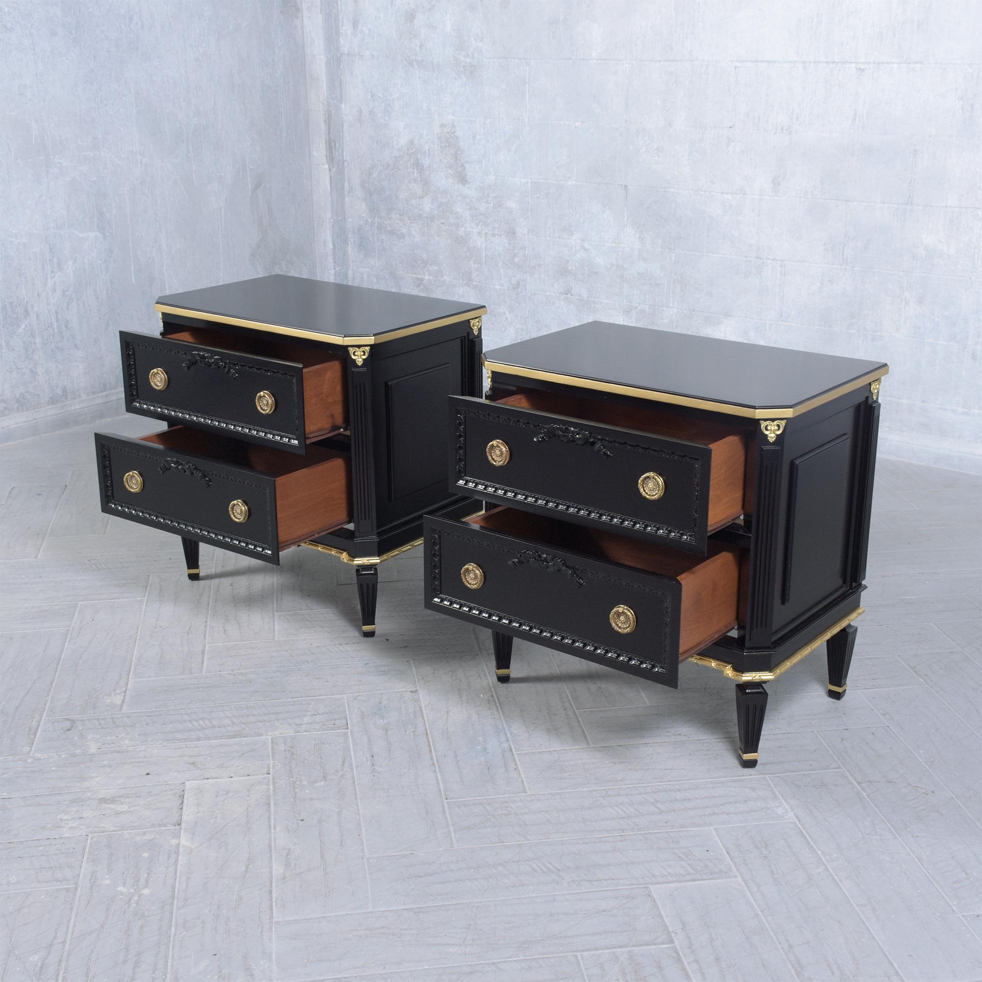 Late 20th Century Vintage Louis XVI Mahogany Commodes: Timeless Nightstands for the Modern Home