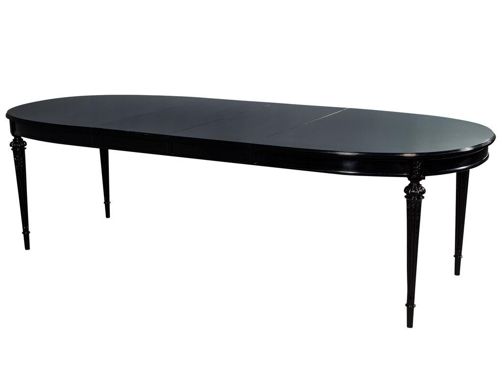 Vintage Louis XVI Style Black Dining Table In Excellent Condition In North York, ON