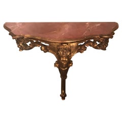 Vintage Louis XVI Style Console Table, Petit with Faux Marble Top