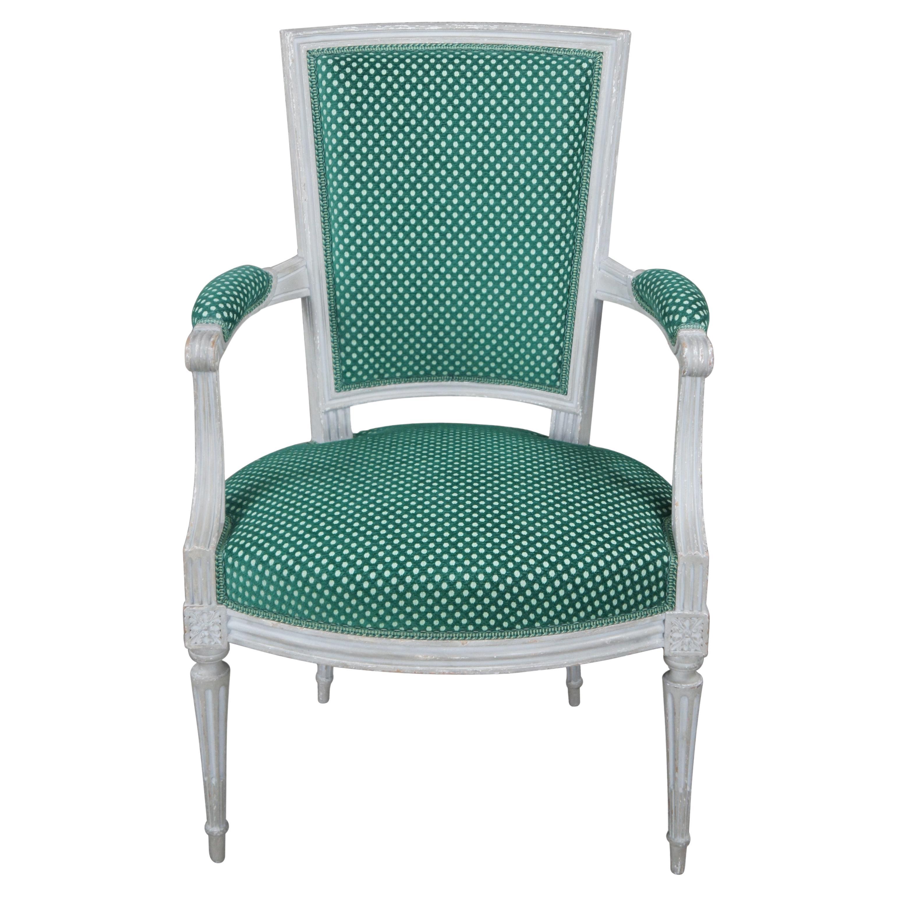 Fauteuil-Bibliothekssessel im Louis-XVI.-Stil, Französisch Provincial Polka Dot im Angebot