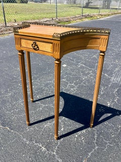 Vintage Louis XVI Style Mahogany Serpentine Console with Bronze Gallery
