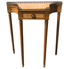 Vintage Louis XVI Style Mahogany Serpentine Console with Bronze Gallery