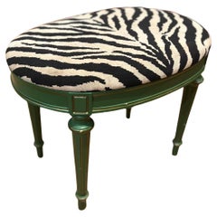 Vintage Louis XVI Style Painted and Upholstered Stool by R.H. Macy & Co. Vintage Louis XVI Style Painted and Upholstered Stool by R.H. Macy & Co.