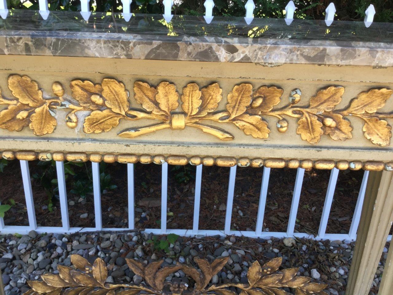 Marble Vintage Louis XVI Style Painted Console