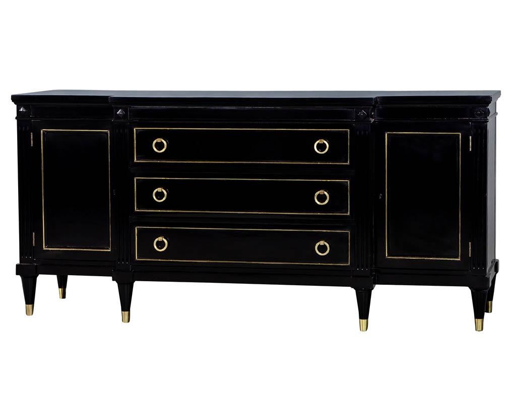 Vintage Louis XVI style sideboard buffet by Karges Furniture. Karges of Evansville Indiana is recognized among furniture connoisseurs as the epitome of the finest standard in furniture craftsmanship. Built to exacting standards with the highest