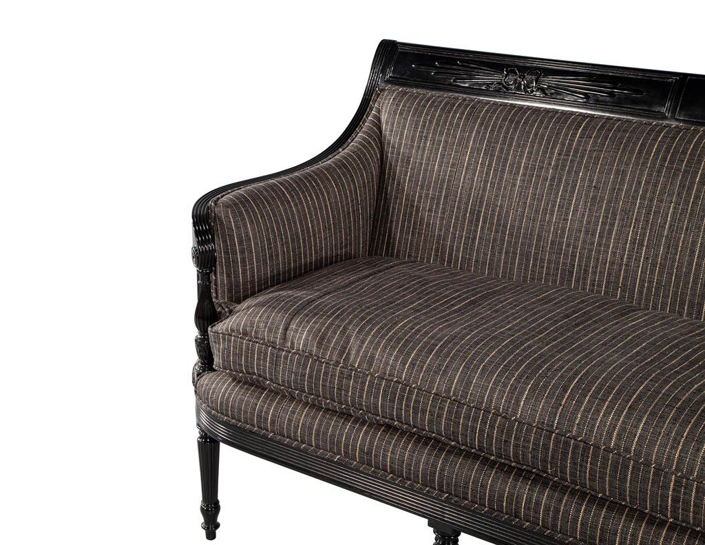 Vintage Louis XVI Style Sofa in Black Lacquer For Sale 4