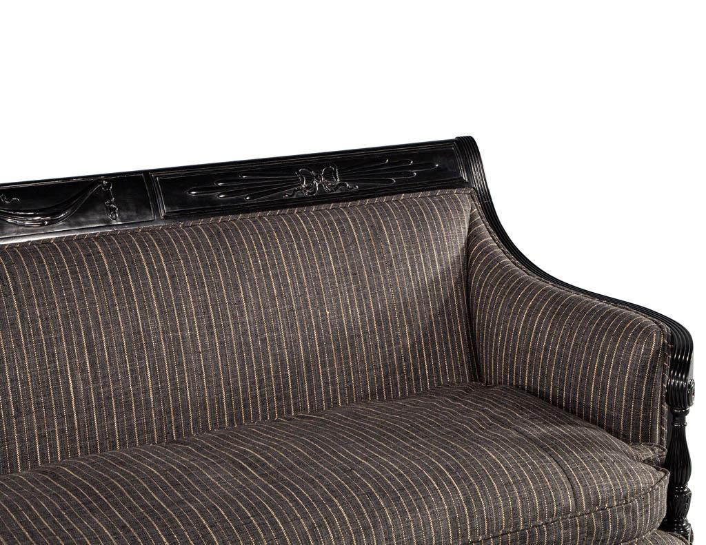 Vintage Louis XVI Style Sofa in Black Lacquer For Sale 5