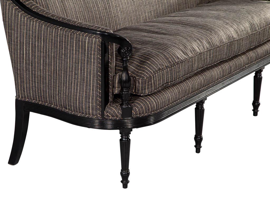 Vintage Louis XVI Style Sofa in Black Lacquer For Sale 6