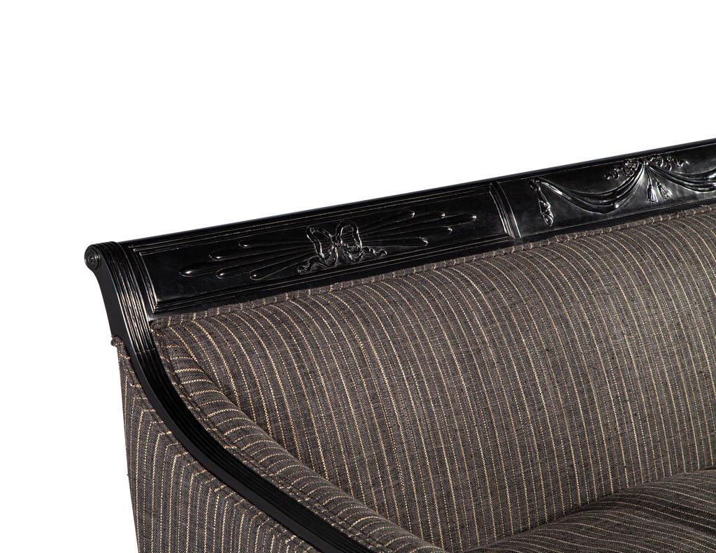 Vintage Louis XVI Style Sofa in Black Lacquer For Sale 7