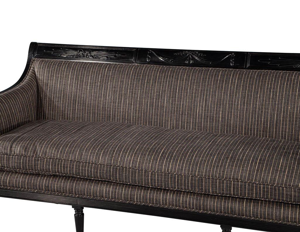 Vintage Louis XVI Style Sofa in Black Lacquer For Sale 8