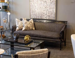 Vintage Louis XVI Style Sofa in Black Lacquer