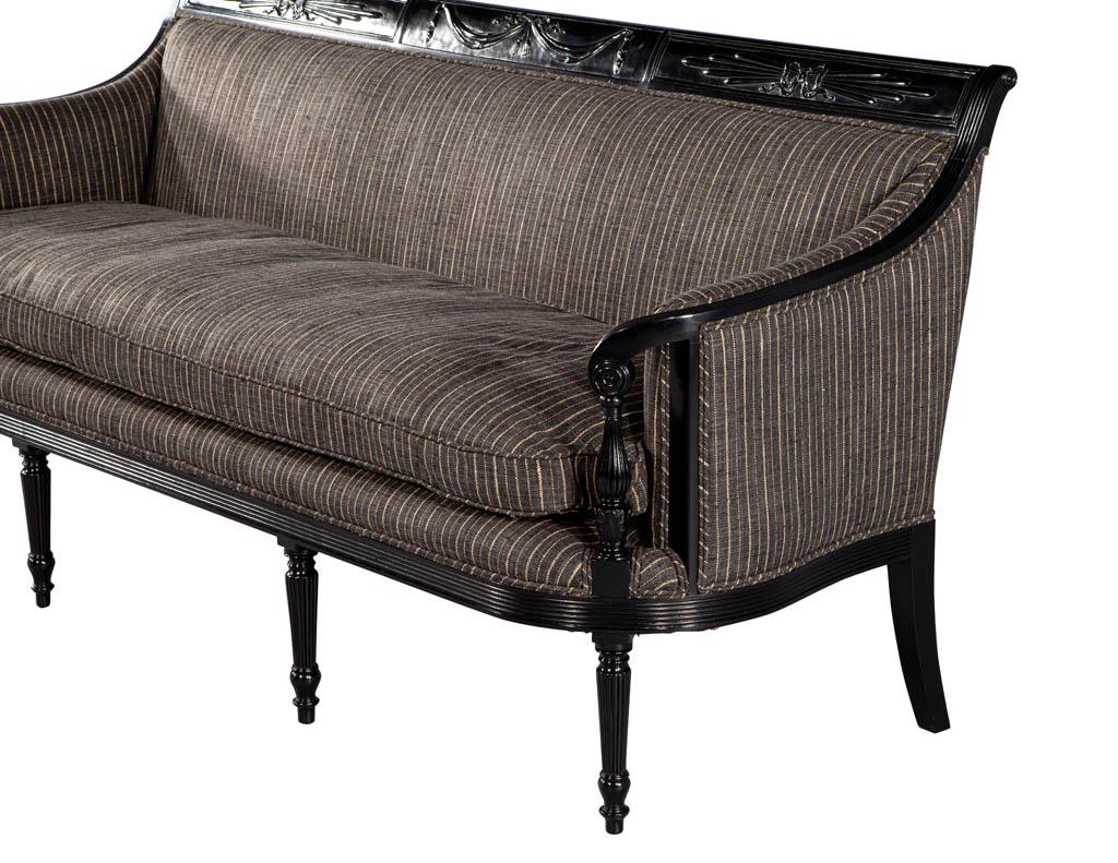 Vintage Louis XVI Style Sofa in Black Lacquer For Sale 1