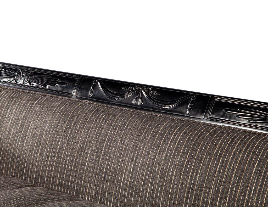 Vintage Louis XVI Style Sofa in Black Lacquer For Sale 2