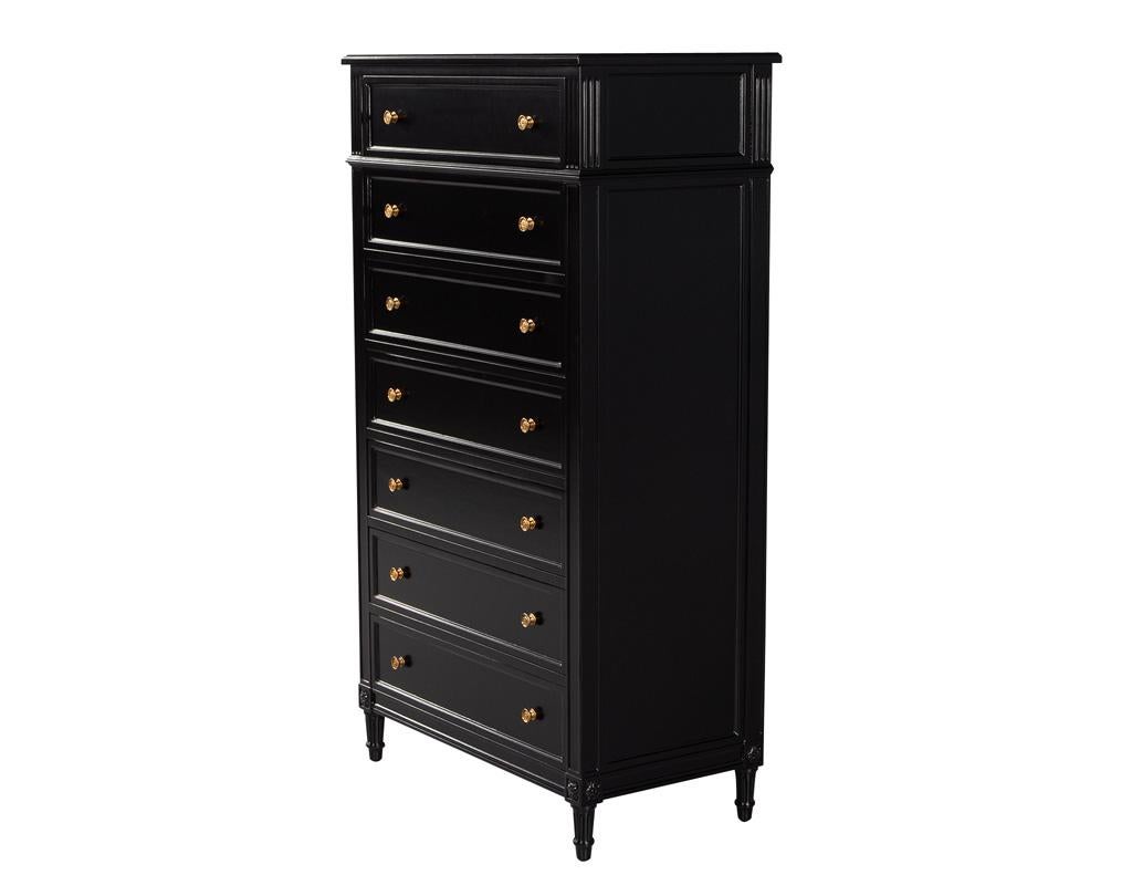Vintage Louis XVI Style Tall Chest of Drawers Lingerie Jewelry Chest In Good Condition For Sale In North York, ON