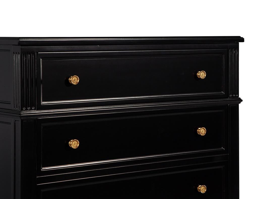 Brass Vintage Louis XVI Style Tall Chest of Drawers Lingerie Jewelry Chest For Sale