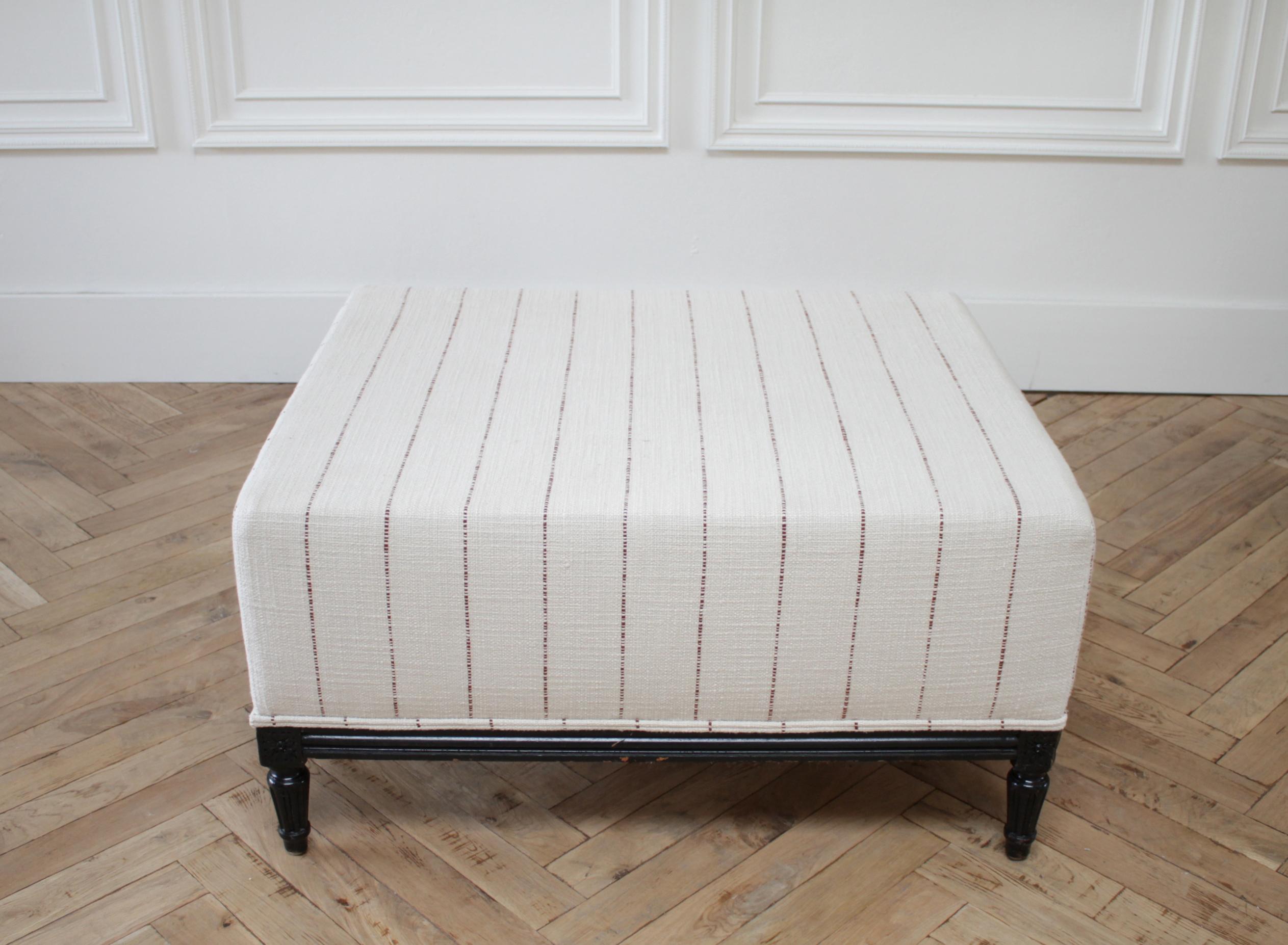 20th Century Vintage Louis XVI Style Upholstered Bench Cocktail Ottoman