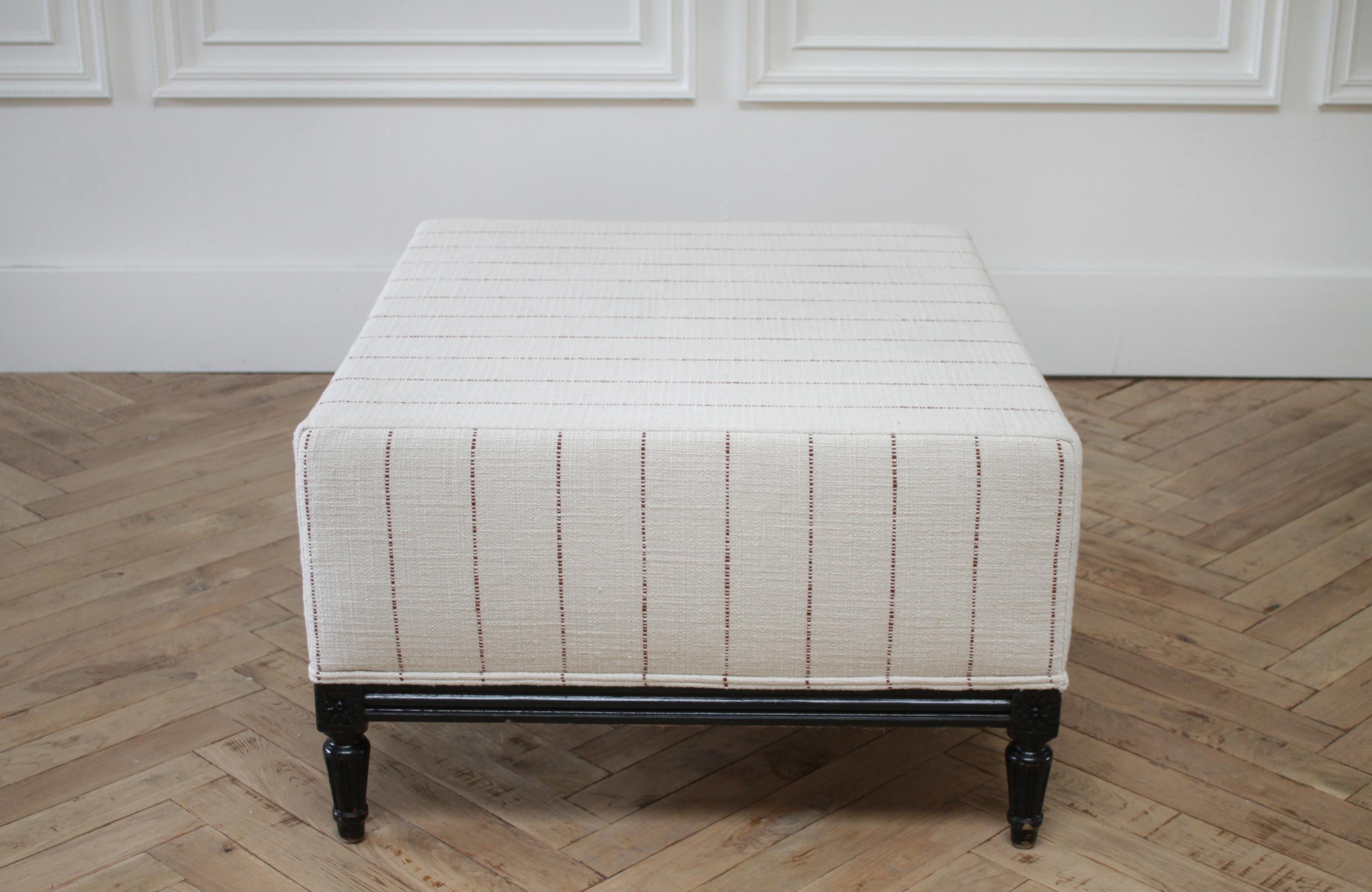 Vintage Louis XVI Style Upholstered Bench Cocktail Ottoman 2