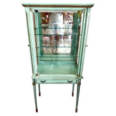 Vintage Louis XVI Style Vitrine Cabinet, Brass and Glass, Circa 1960s