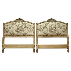 Vintage Louis XVI Twin Headboards in Toile de Jouy Fabric, Circa 1950